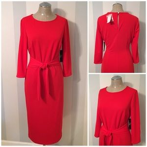 NWT - NY&C Red Sheath Dress with 3/4 Sleeves
